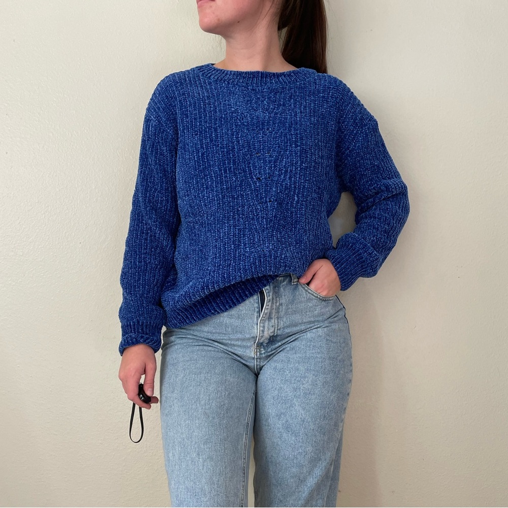 Blue knit sweater, Luv Lane, size M